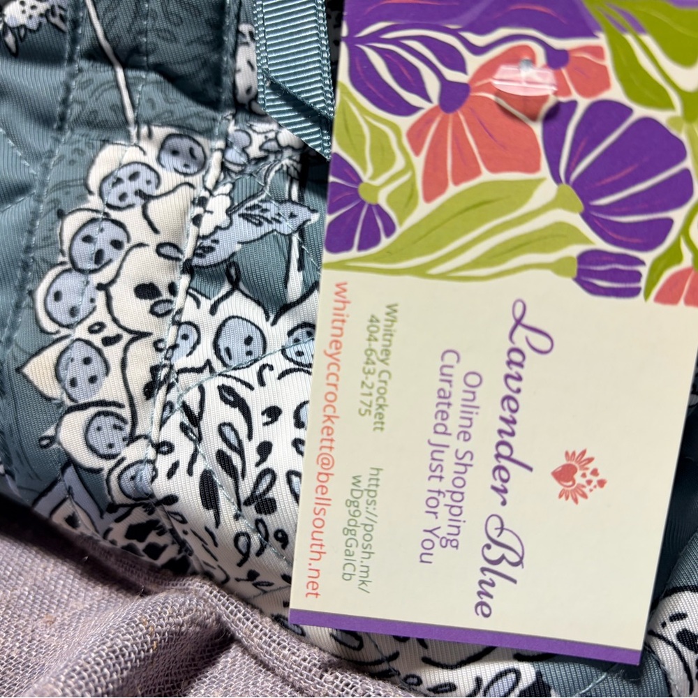 Vera Bradley Quilted Floral Tote Bag in Teal Blue - Picture 4 of 7